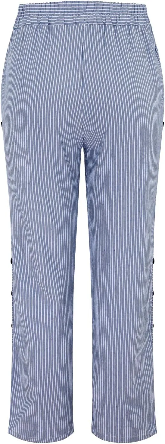 Linen Pants Women Summer Petite Striped Pants Ladies Gauze Pant Women's Pull On Trousers for Women Striped Pants