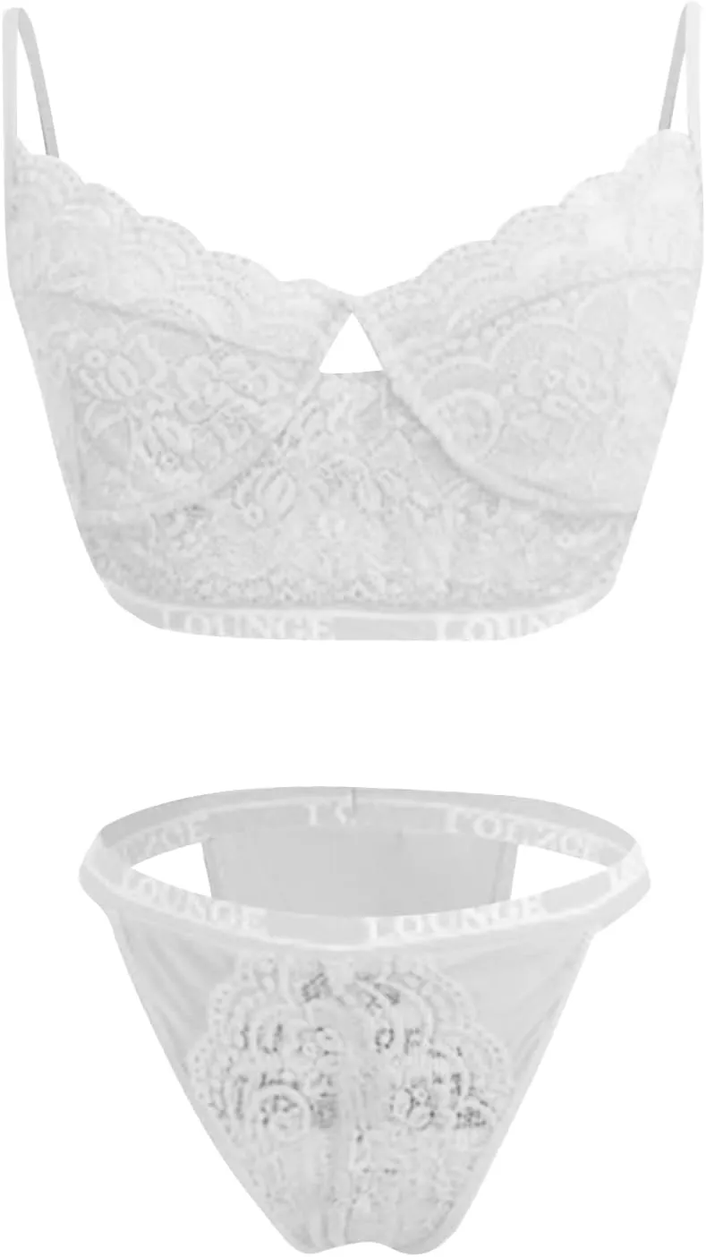 Lingerie for Women Sexy Slutty Floral Embroidery Babydoll Chemise Bralette Bikini Two Piece
