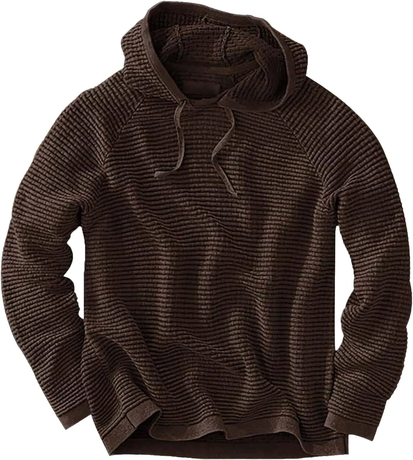 Long Sleeve Waffle Knit Pullover Hoodies for Men Lightweight Workout Drawstring Hooded Sweatshirts with Pocket