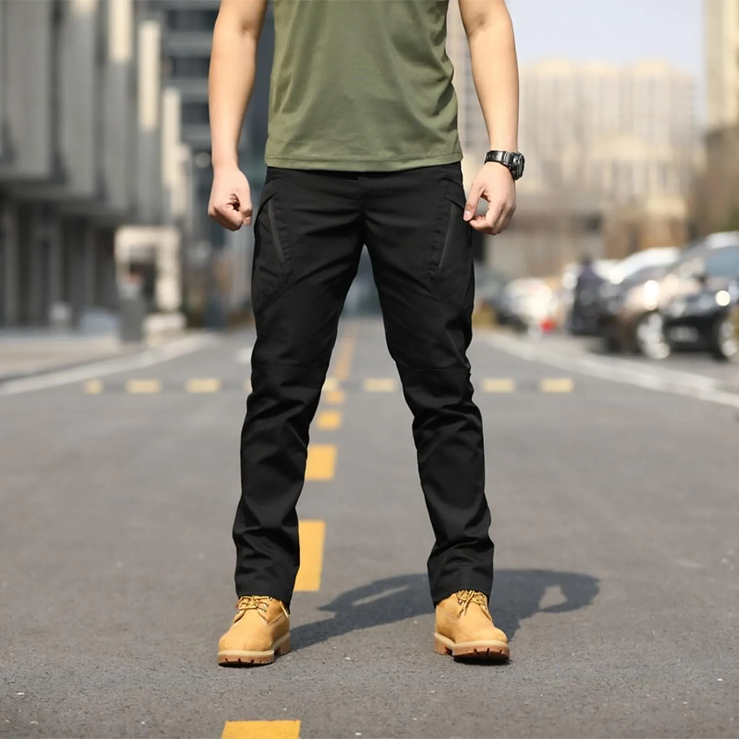 Men Outdoor Cargo Pant Lightweight Hiking Cargo Work Pants Water Resistant Travel Climbing Outdoor Stretch Pants
