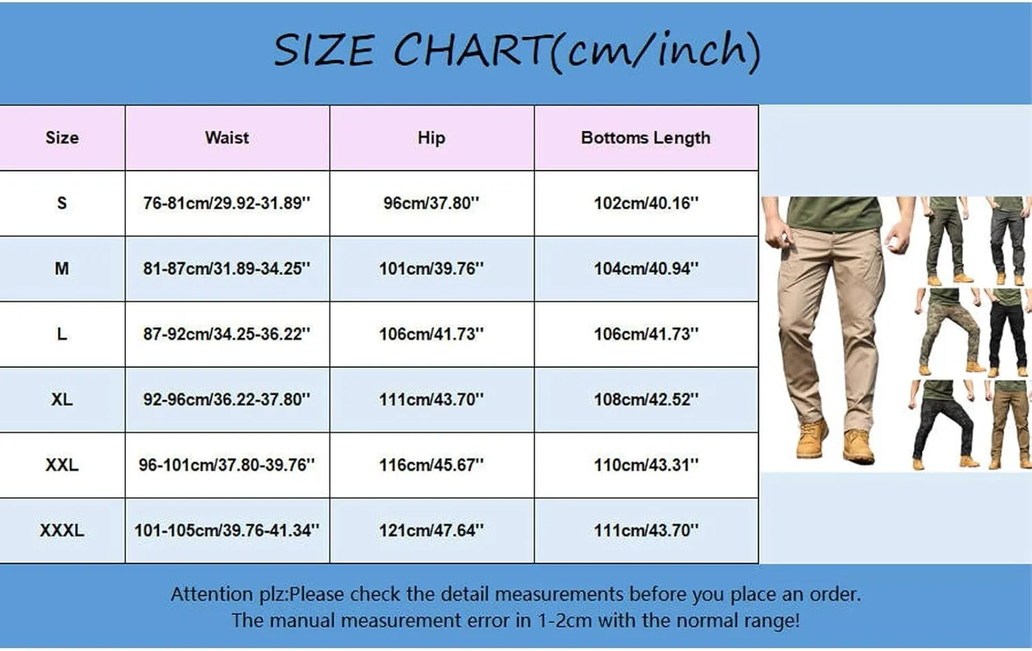 Men Outdoor Cargo Pant Lightweight Hiking Cargo Work Pants Water Resistant Travel Climbing Outdoor Stretch Pants