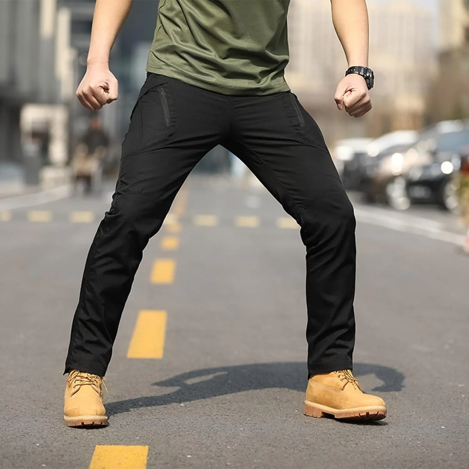 Men Outdoor Cargo Pant Lightweight Hiking Cargo Work Pants Water Resistant Travel Climbing Outdoor Stretch Pants