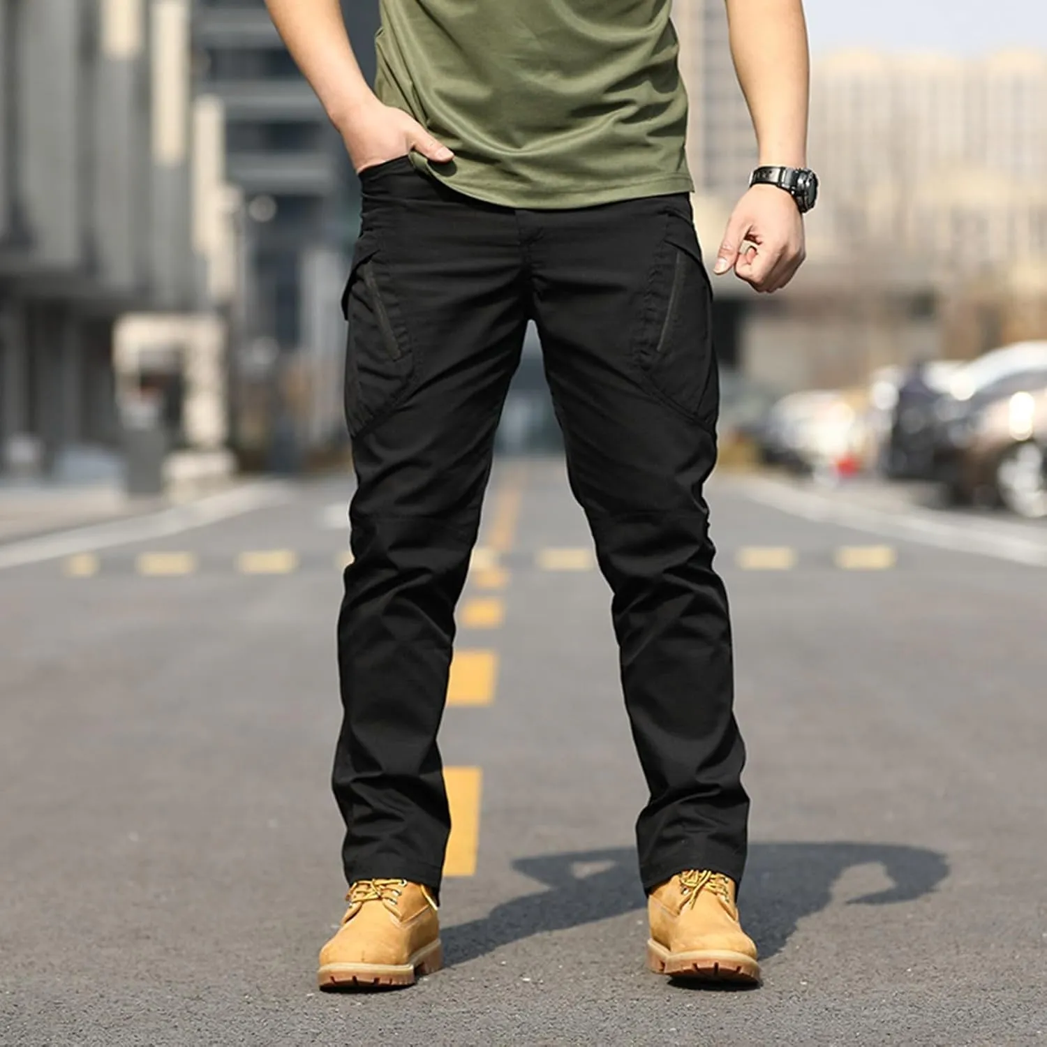 Men Outdoor Cargo Pant Lightweight Hiking Cargo Work Pants Water Resistant Travel Climbing Outdoor Stretch Pants