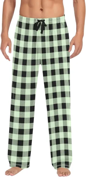 Men Pajama Pants Plaid Big And Tall Sleep & Lounge Pj Elastic Waist Drawstring Pants Warm Sleepwear Pant With Pocket