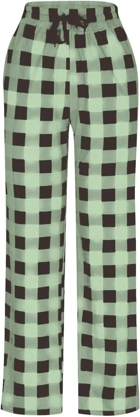 Men Pajama Pants Plaid Big And Tall Sleep & Lounge Pj Elastic Waist Drawstring Pants Warm Sleepwear Pant With Pocket