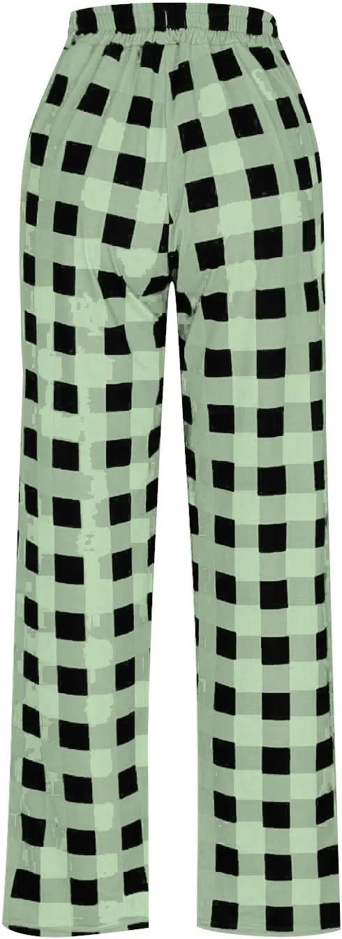 Men Pajama Pants Plaid Big And Tall Sleep & Lounge Pj Elastic Waist Drawstring Pants Warm Sleepwear Pant With Pocket