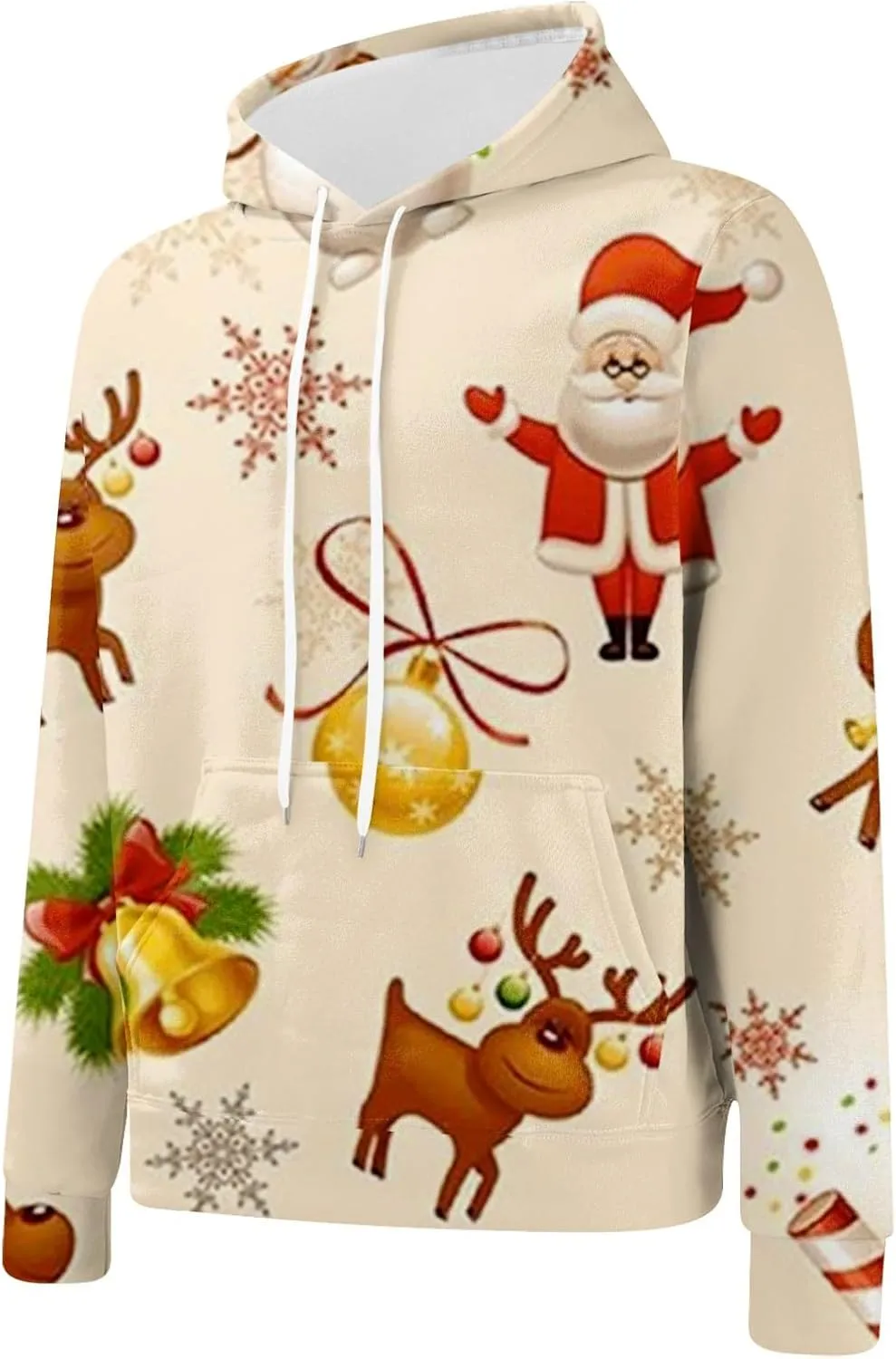 Men's Athletic Hoodie Tracksuit Funny Christmas Tracksuit 2 Piece Funny Reindeer Santa Casual Athletic Jogging Suits