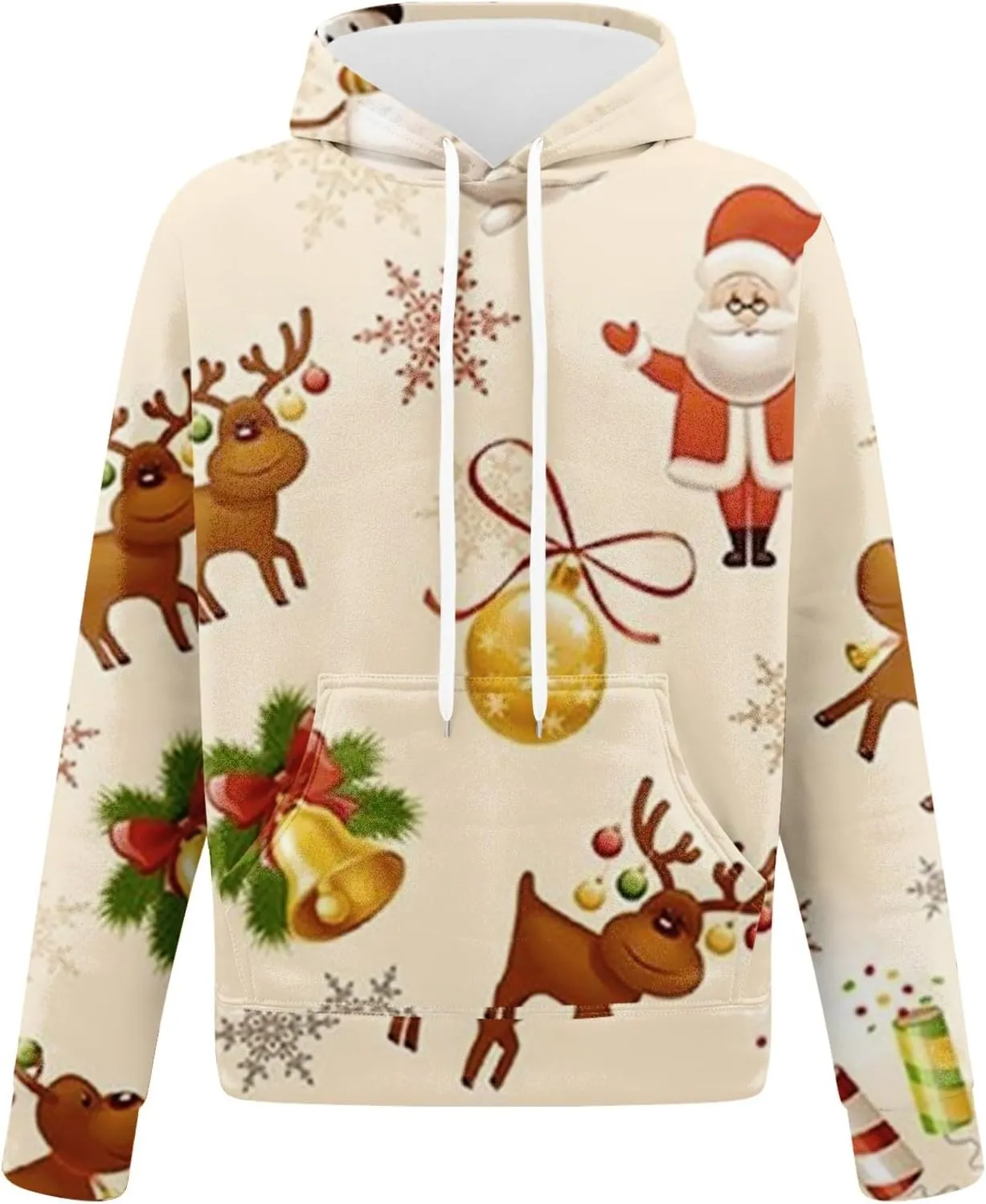 Men's Athletic Hoodie Tracksuit Funny Christmas Tracksuit 2 Piece Funny Reindeer Santa Casual Athletic Jogging Suits