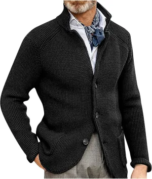 Mens Cardigan Sweater with Buttons Knitted Lapel Men Cardigan Sweater Lightweight Warm Loose Winter Cardigan