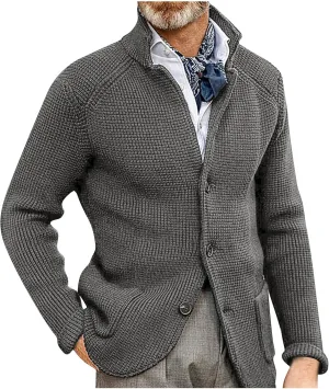 Men's Cardigan Sweaters with Buttons Knitted Lapel Oversized Cardigan Lightweight Warm Casual Winter Cardigan