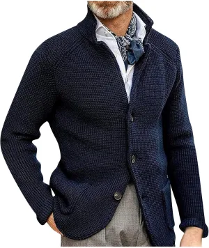 Men's Cardigan Sweaters with Buttons Knitted Lapel Oversized Cardigan Lightweight Warm Casual Winter Cardigan