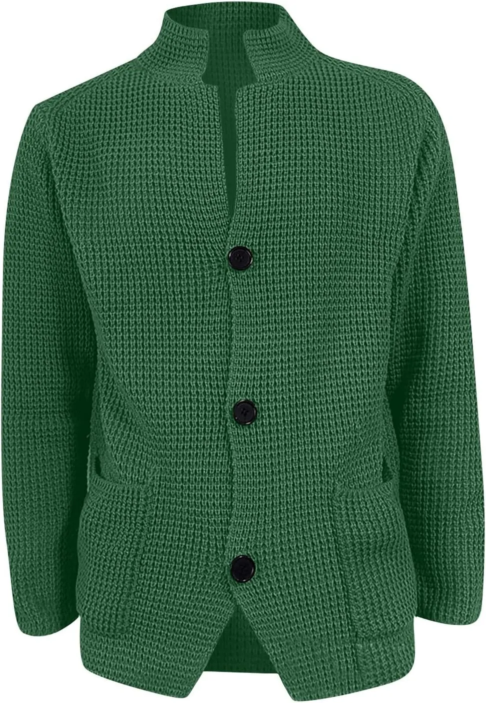 Mens Cardigan with Buttons Knitted Lapel Oversized Cardigan Sweater Lightweight Warm Lounge Winter Cardigan