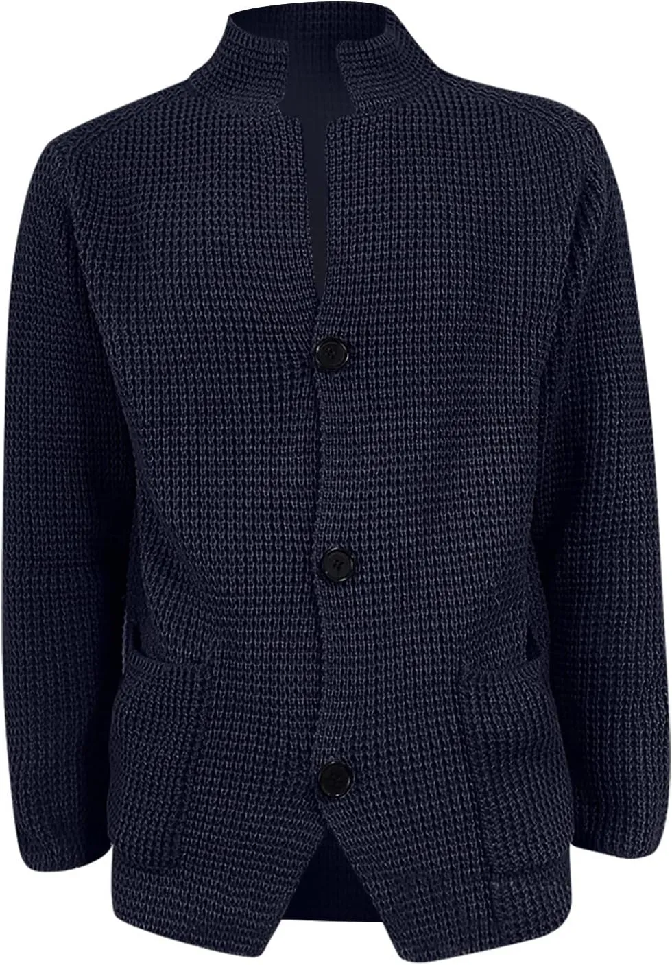 Mens Cardigan with Buttons Knitted Lapel Oversized Cardigan Sweater Lightweight Warm Lounge Winter Cardigan