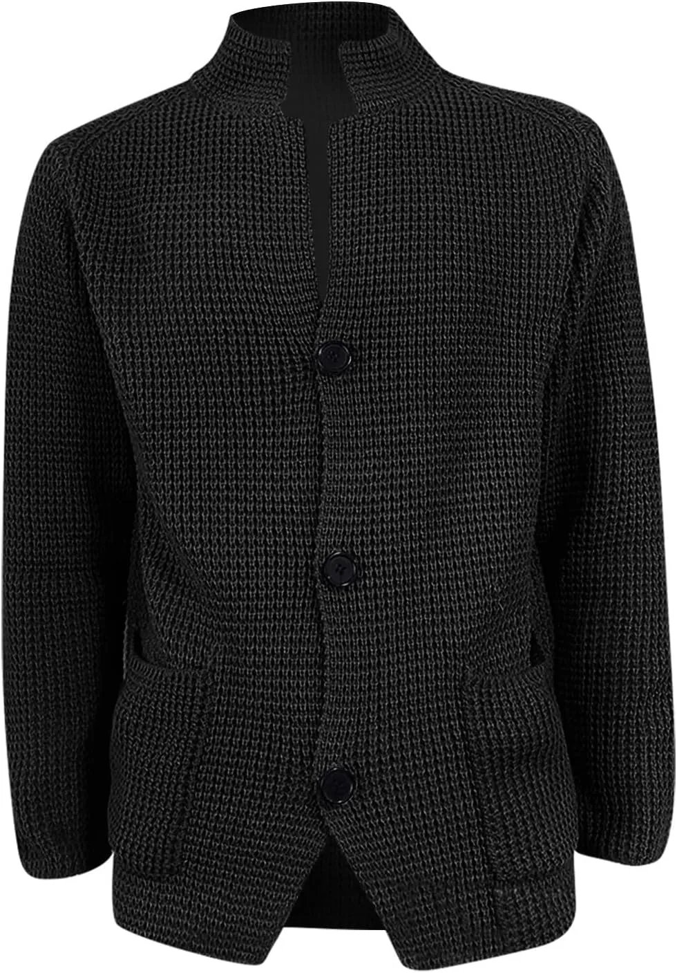 Mens Cardigan with Buttons Knitted Lapel Oversized Cardigan Sweater Lightweight Warm Lounge Winter Cardigan