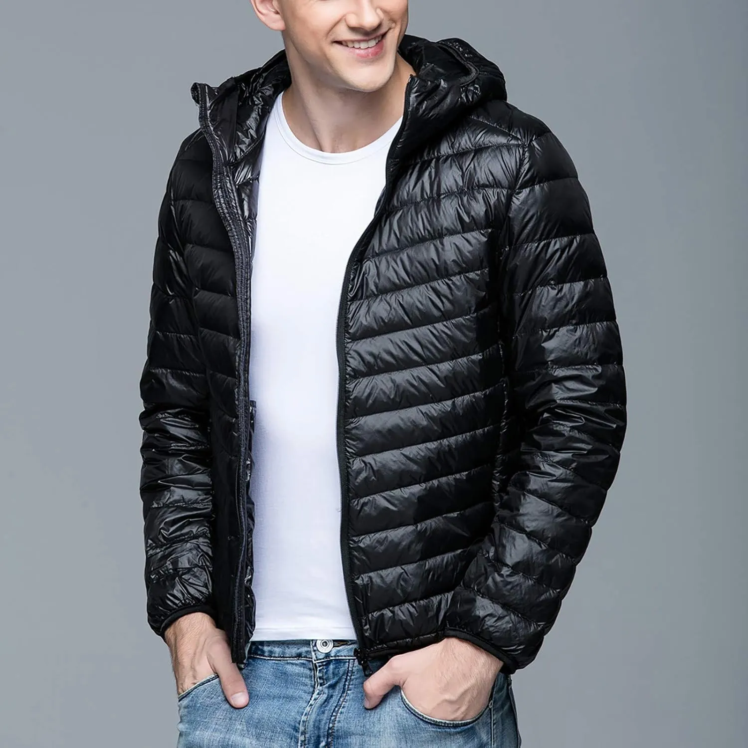 Men's Down Jacket Packable Lightweight Water-Resistant Jackets Warm Winter Puffer Jacket Waterproof Thicken Coats