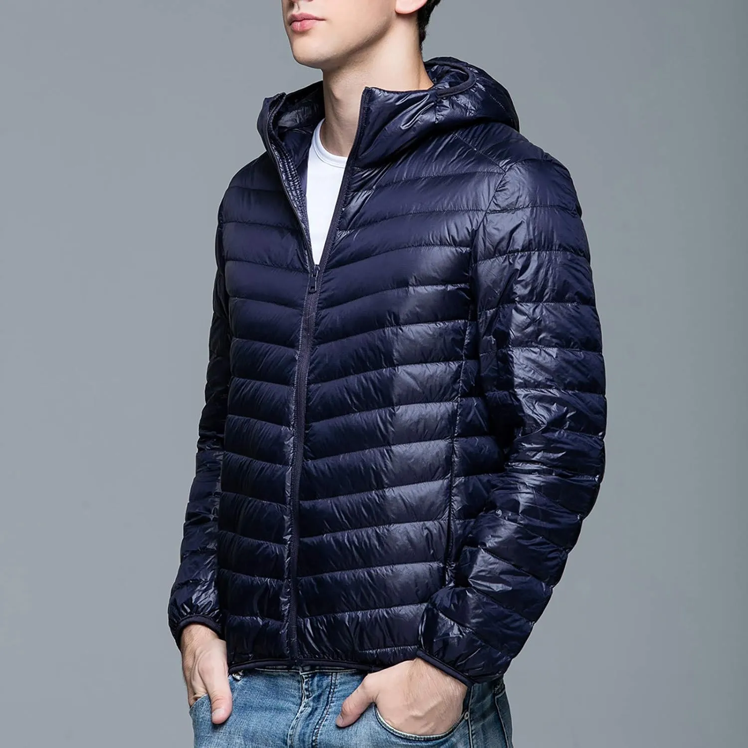 Men's Down Jacket Packable Lightweight Water-Resistant Jackets Warm Winter Puffer Jacket Waterproof Thicken Coats