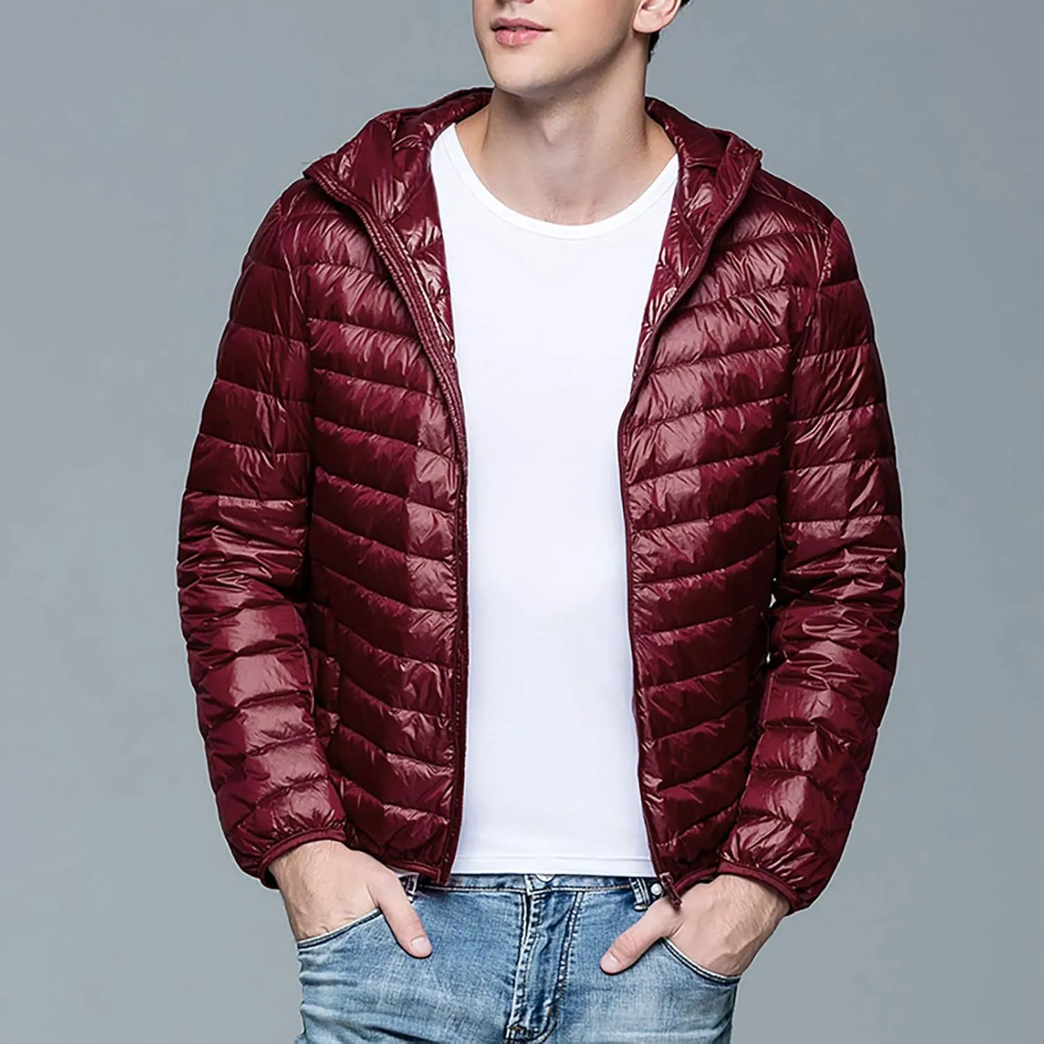 Men's Down Jacket Packable Lightweight Water-Resistant Jackets Warm Winter Puffer Jacket Waterproof Thicken Coats