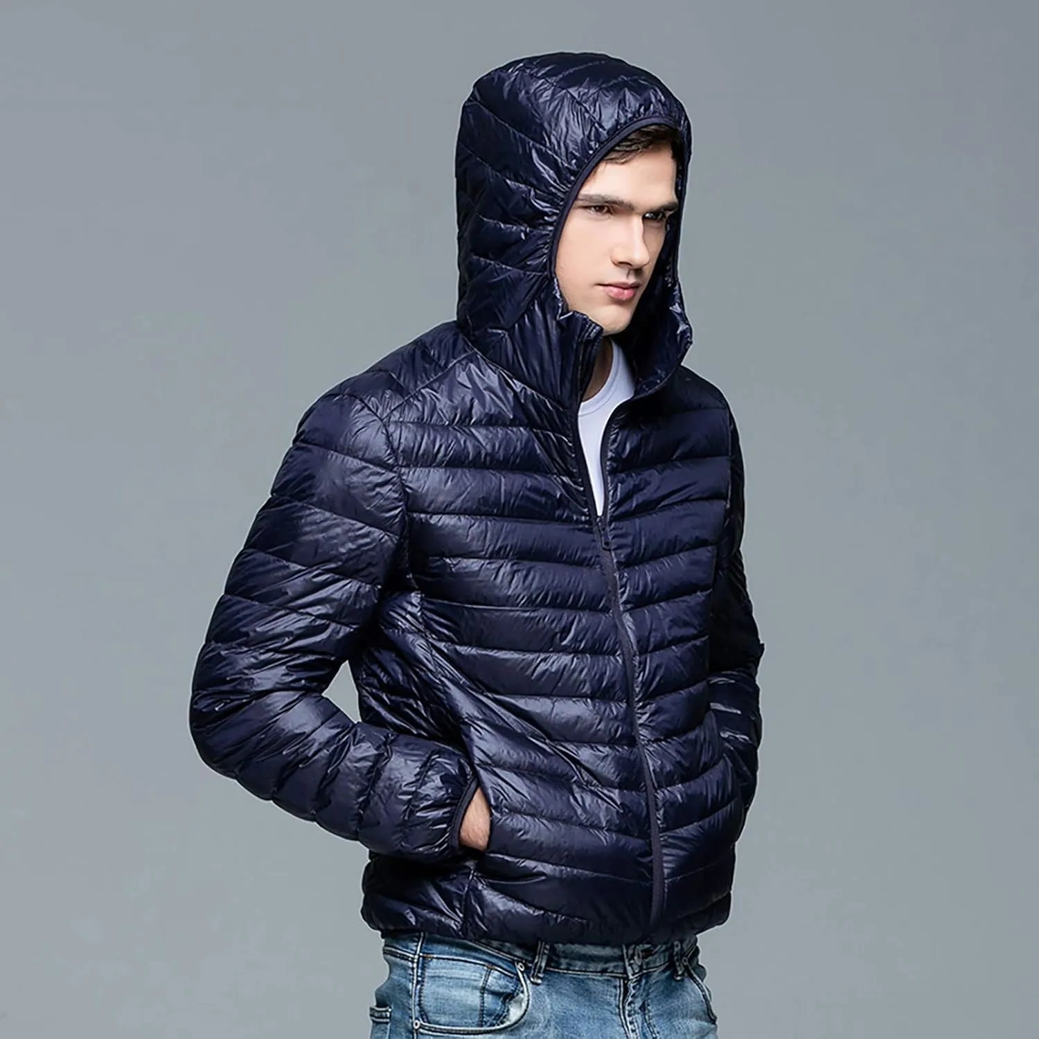 Men's Down Jacket Packable Lightweight Water-Resistant Jackets Warm Winter Puffer Jacket Waterproof Thicken Coats
