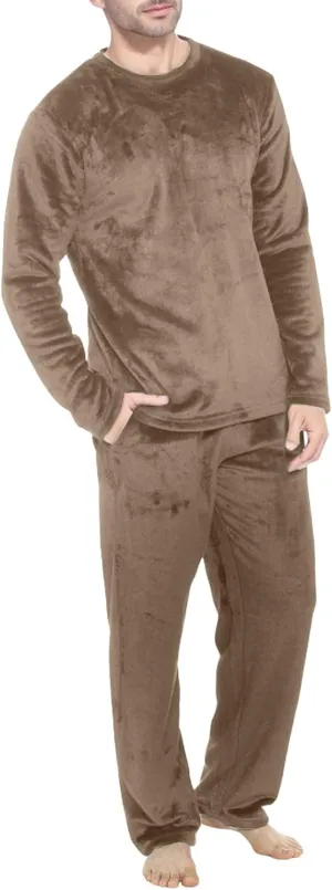 Mens Flannel Pajamas Sets 2Pc Long Sleeve Sleepwear Fleece Pajama Pants Mens Pajamas Set Winter Pajamas