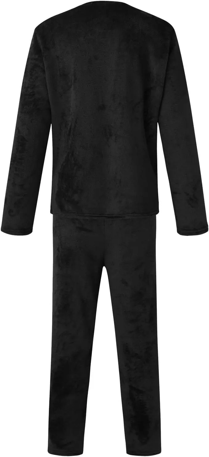 Mens Flannel Pajamas Sets 2Pc Long Sleeve Sleepwear Fleece Pajama Pants Mens Pajamas Set Winter Pajamas