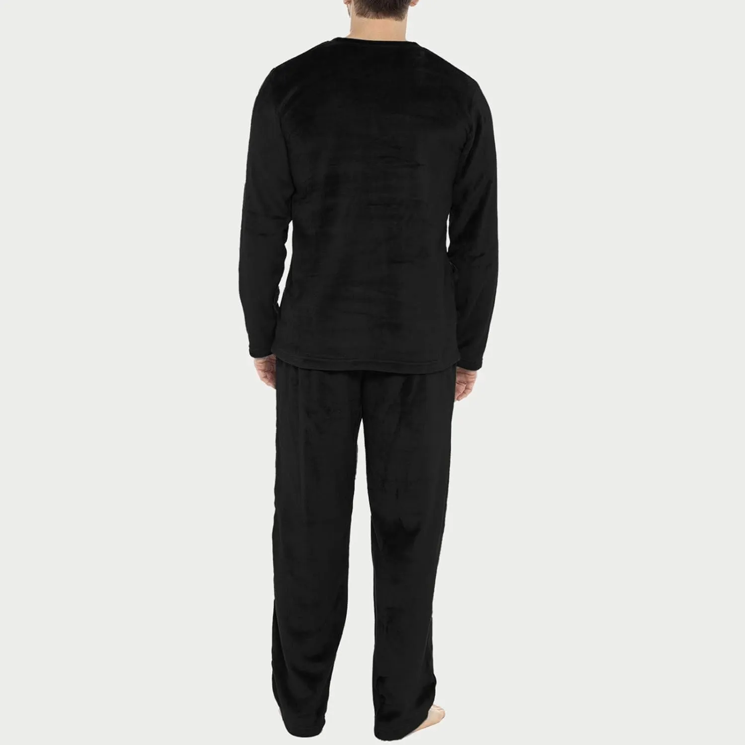 Mens Flannel Pajamas Sets 2Pc Long Sleeve Sleepwear Fleece Pajama Pants Mens Pajamas Set Winter Pajamas