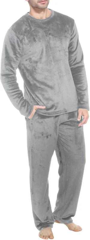 Mens Flannel Pajamas Sets 2Pc Long Sleeve Sleepwear Fleece Pajama Pants Mens Pajamas Set Winter Pajamas