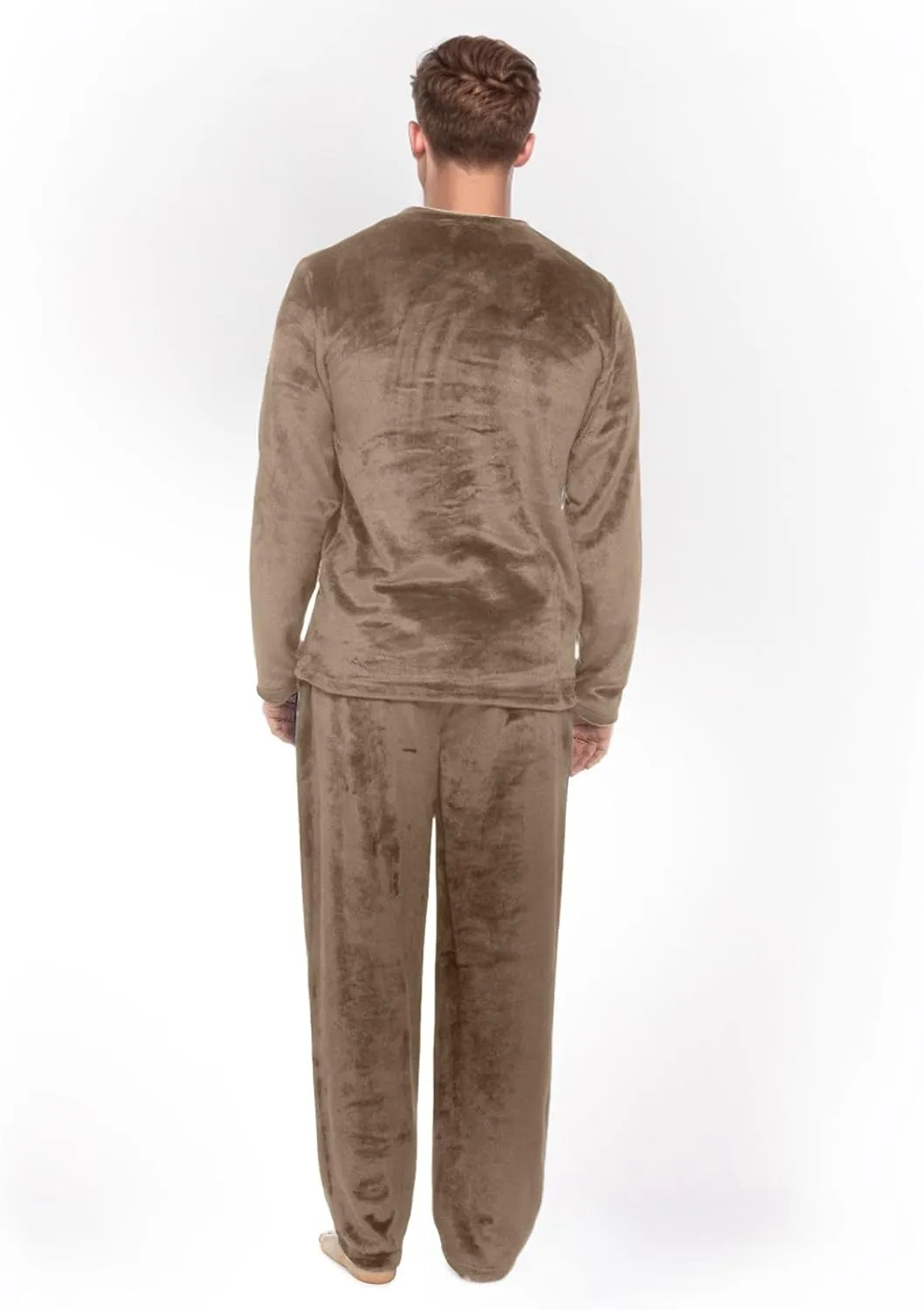 Mens Flannel Pajamas Sets 2Pc Long Sleeve Sleepwear Fleece Pajama Pants Mens Pajamas Set Winter Pajamas