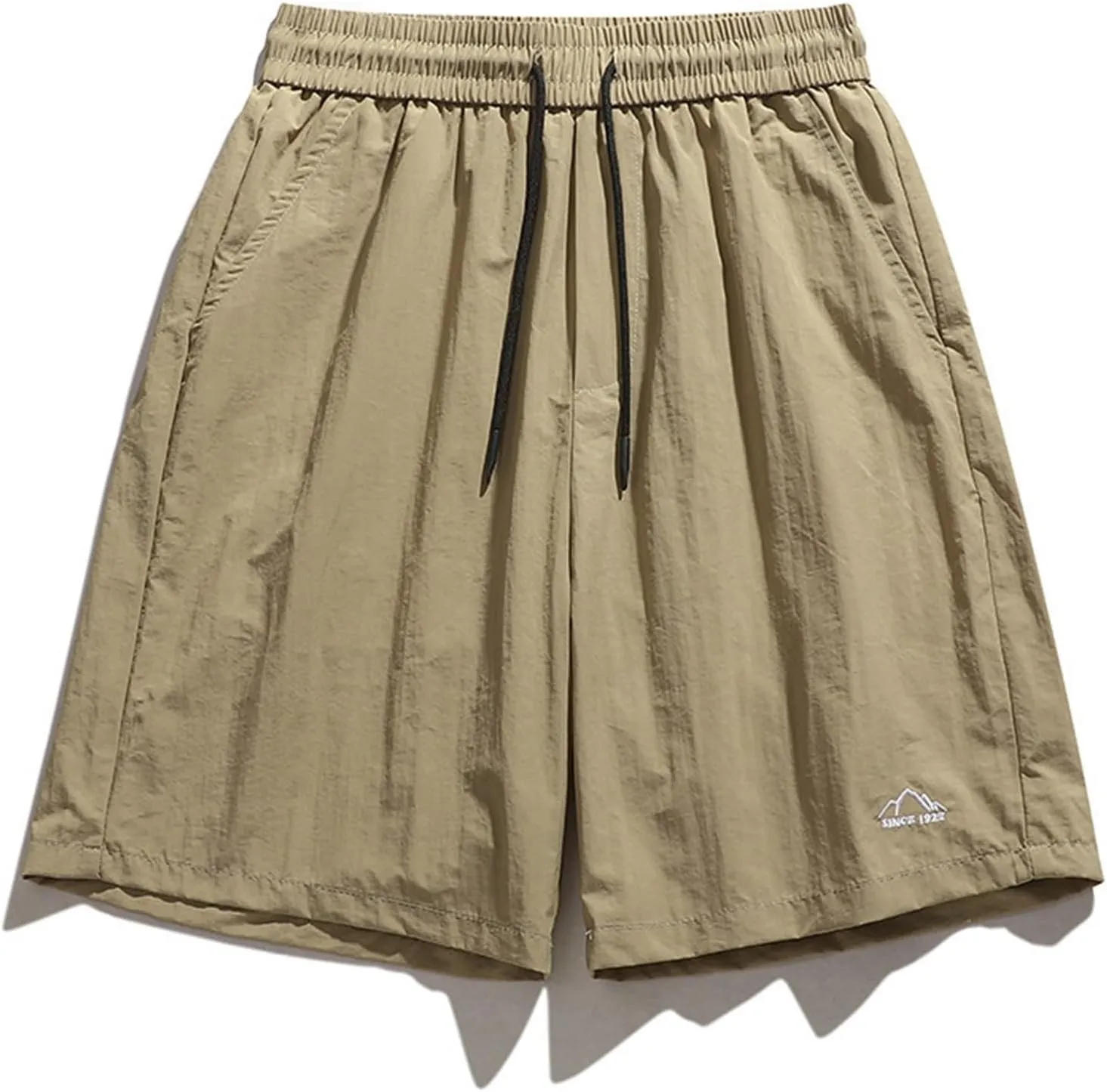 Men's Gym Ice Silk Shorts Embroidered Quick Drying Active Bodybuilding Shorts Workout Athletic Stretchy Hiking Short