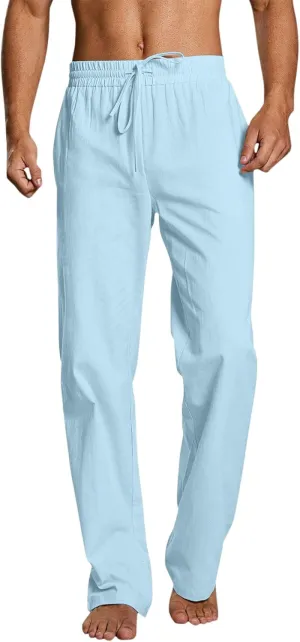 Mens Lightweight Athletic Pants Casual Elastic Waist Drawstring Joggers Workout Dress Long Pant Multi-Pocket Skinny Chinos Mens Activewear Leggings