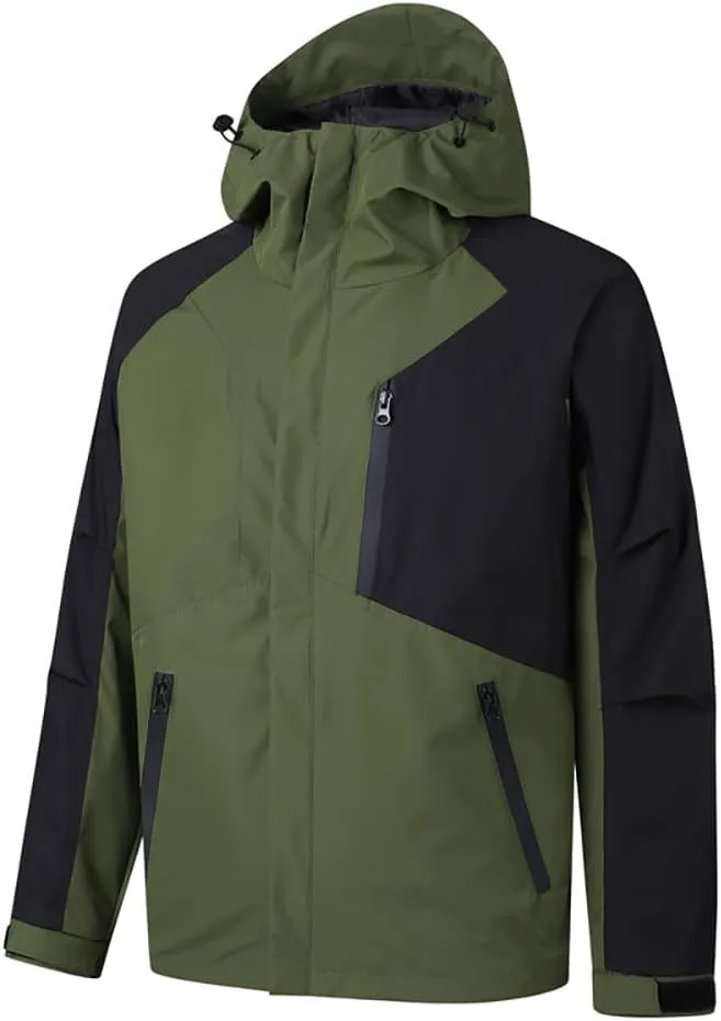 Men's Lightweight Windbreaker Hooded Windproof Water Resistant Rain Jacket Casual Zip Up coat Hiking Fishing Activewear