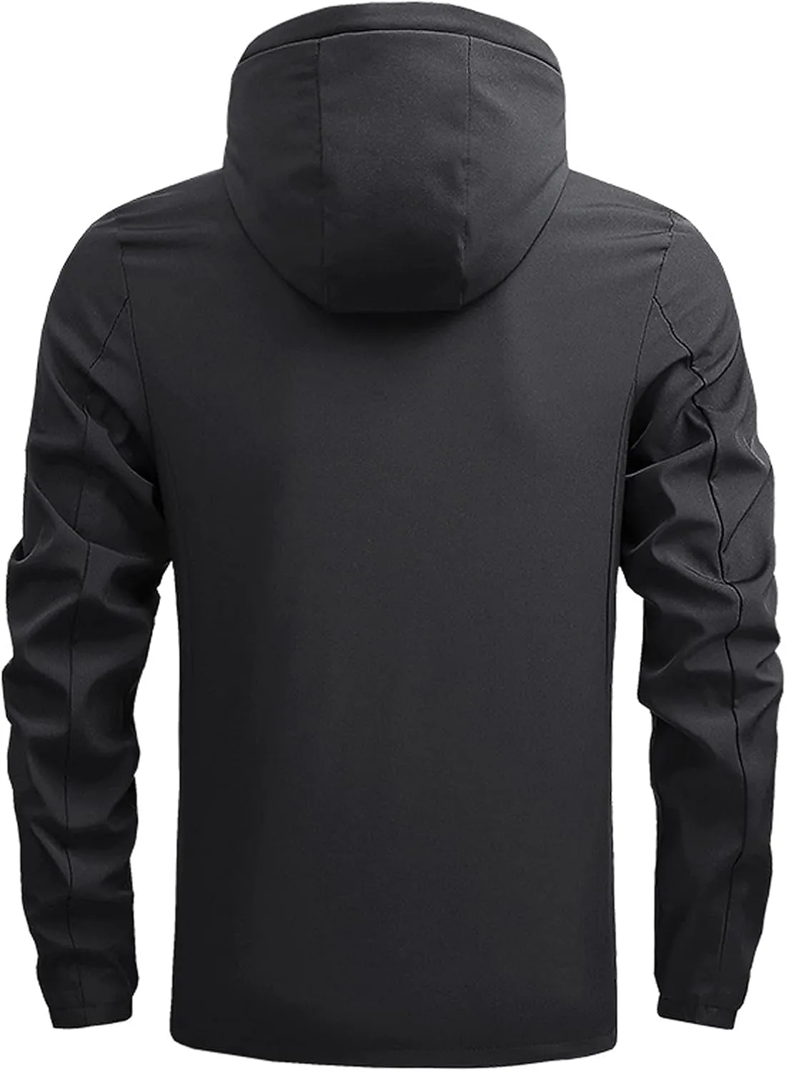 Men's Lightweight Windbreaker Rain Jacket Raincoat with Detachable Hood for Hiking Running Fishing Activewear