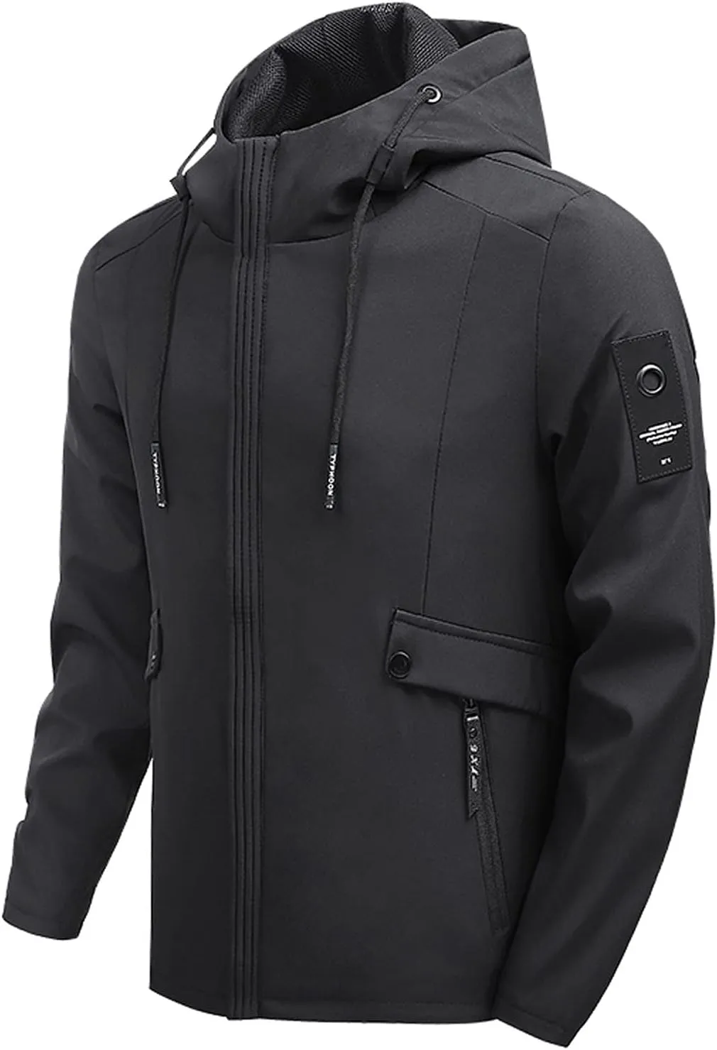Men's Lightweight Windbreaker Rain Jacket Raincoat with Detachable Hood for Hiking Running Fishing Activewear
