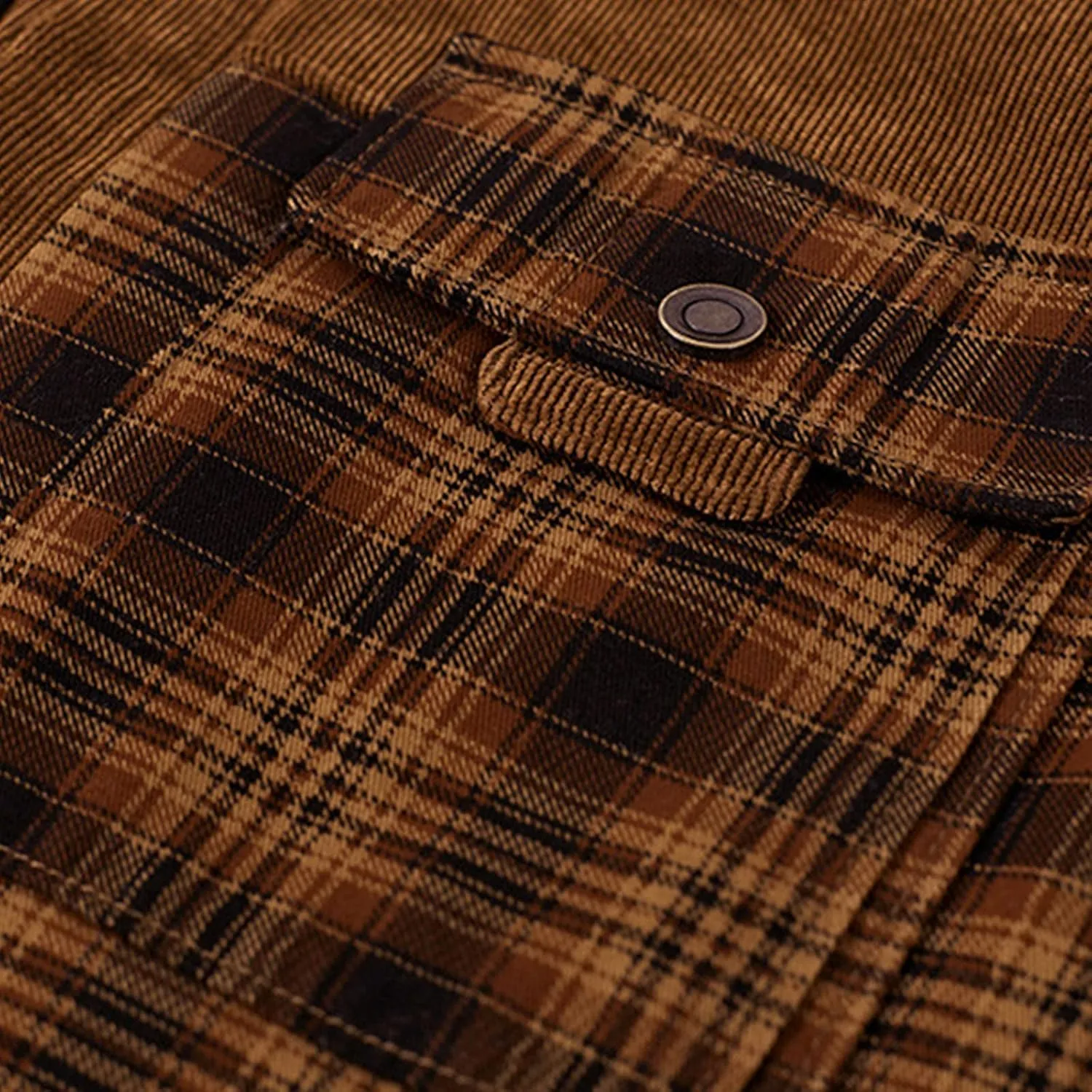 Mens Long Sleeve Sherpa Lined Flannel Shirt Jackets Thermal Quilted Lined Button Down Plaid Coats with Pockets