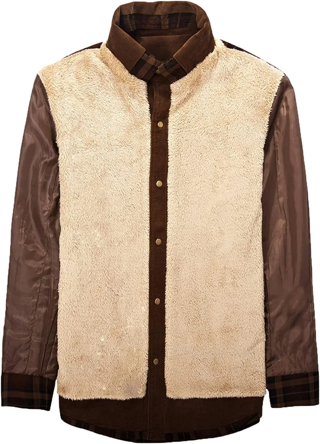 Mens Long Sleeve Sherpa Lined Flannel Shirt Jackets Thermal Quilted Lined Button Down Plaid Coats with Pockets