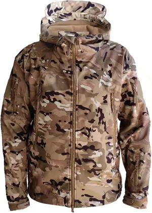 Men's Military Tactical Hoodie Jacket Warm Fleece Linend Hooded Winter Windproof Warm Hoodie Coat with Pockets