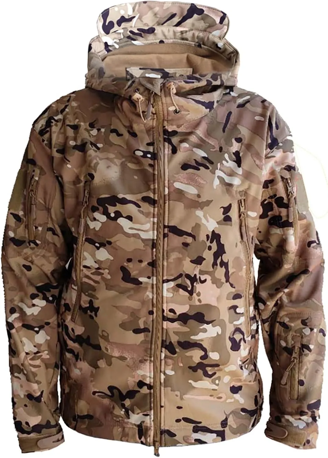 Men's Military Tactical Hoodie Jacket Warm Fleece Linend Hooded Winter Windproof Warm Hoodie Coat with Pockets