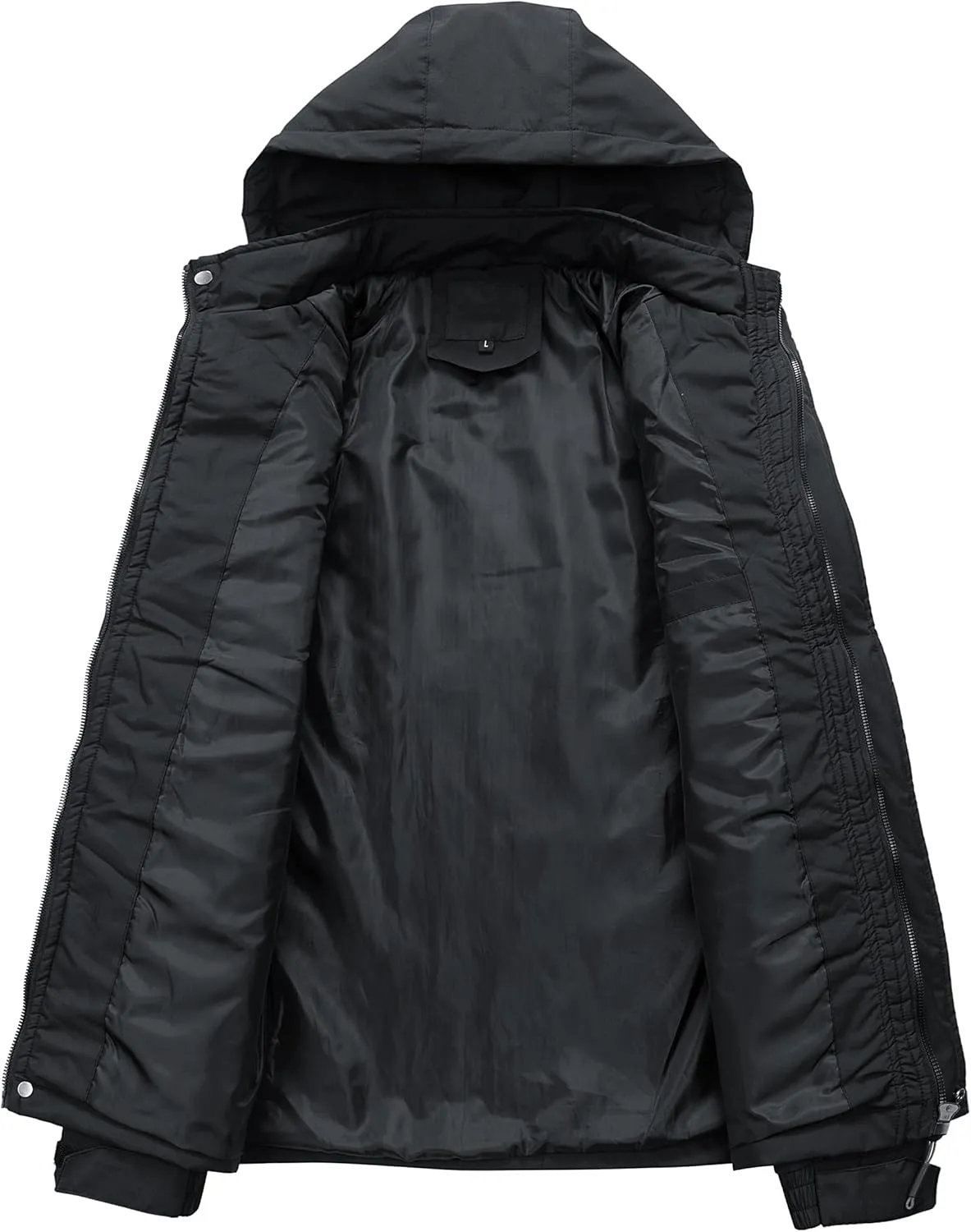 Men's Mountaineering Warm Winter Jacket Hooded Warm Removable Jacket Multi-Pocket Rain Jacket