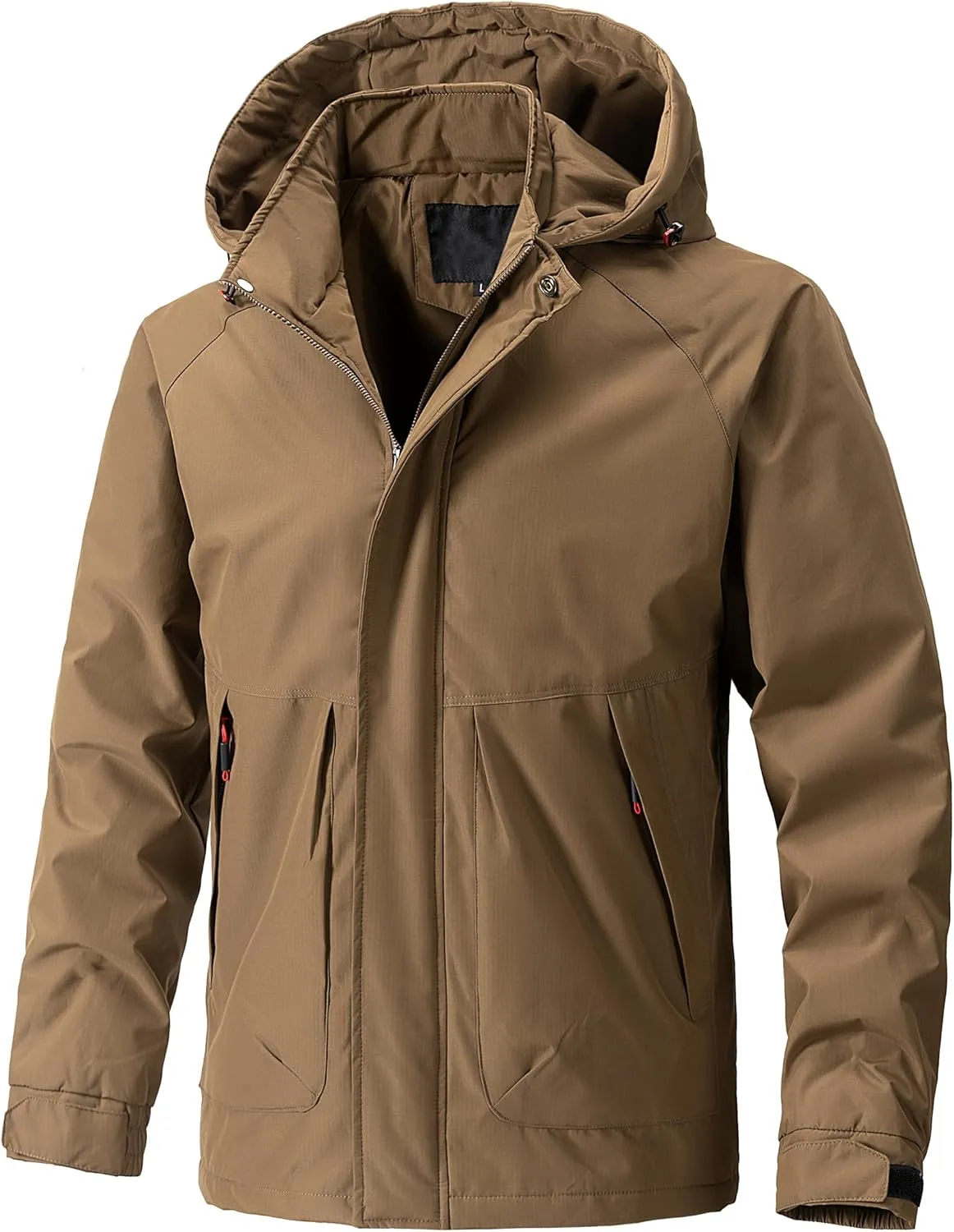 Men's Mountaineering Warm Winter Jacket Hooded Warm Removable Jacket Multi-Pocket Rain Jacket