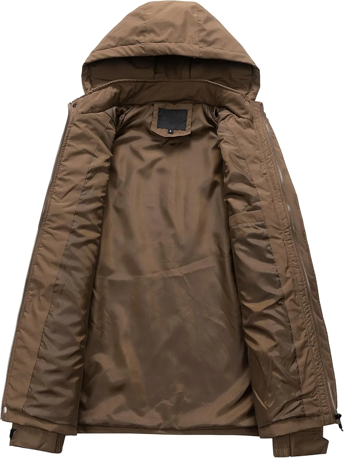 Men's Mountaineering Warm Winter Jacket Hooded Warm Removable Jacket Multi-Pocket Rain Jacket