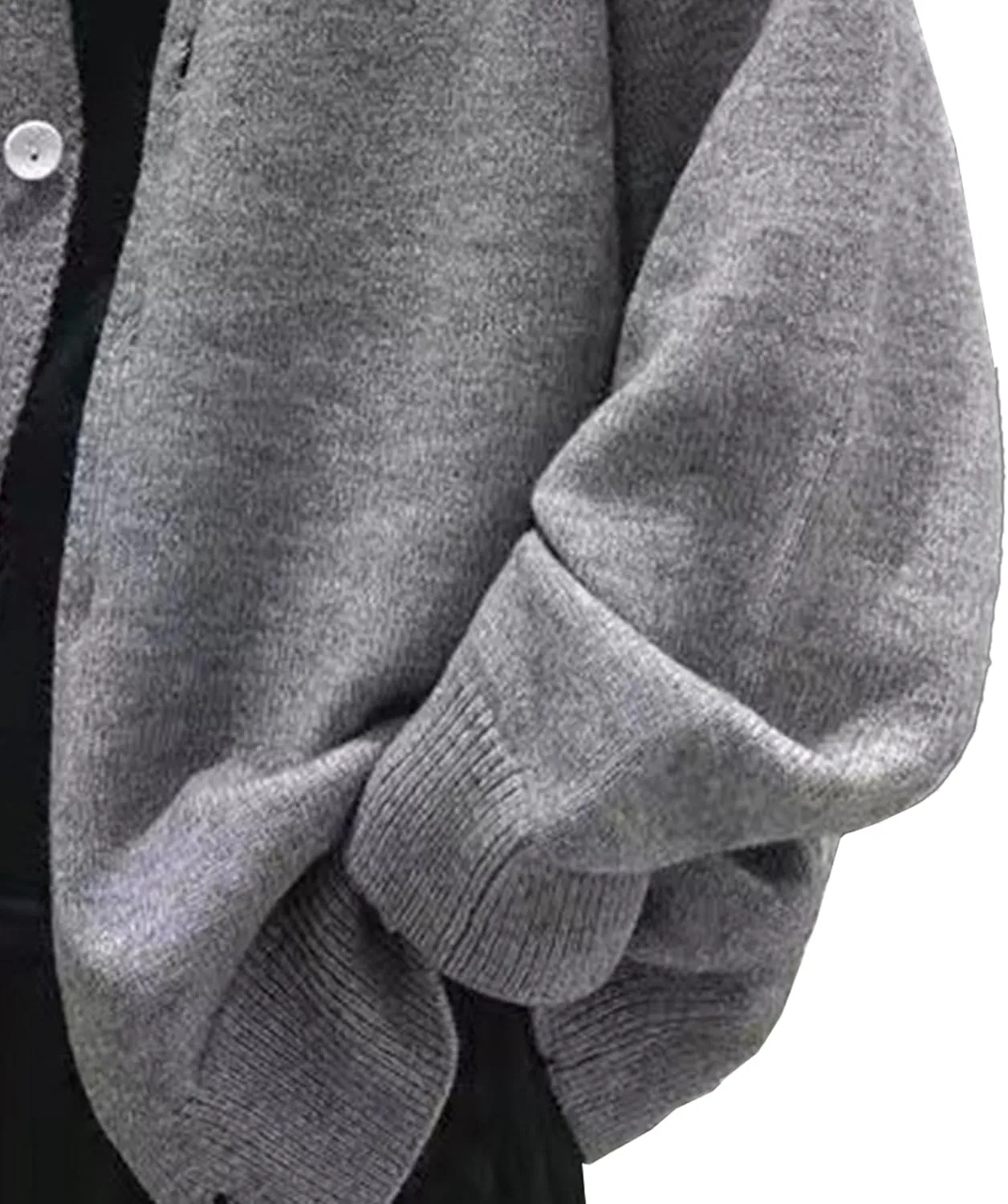 Men's Oversized Casual Button Down Cardigan V Neck Button Up Knit Jacket Vintage Solid Knitwear Cardigan