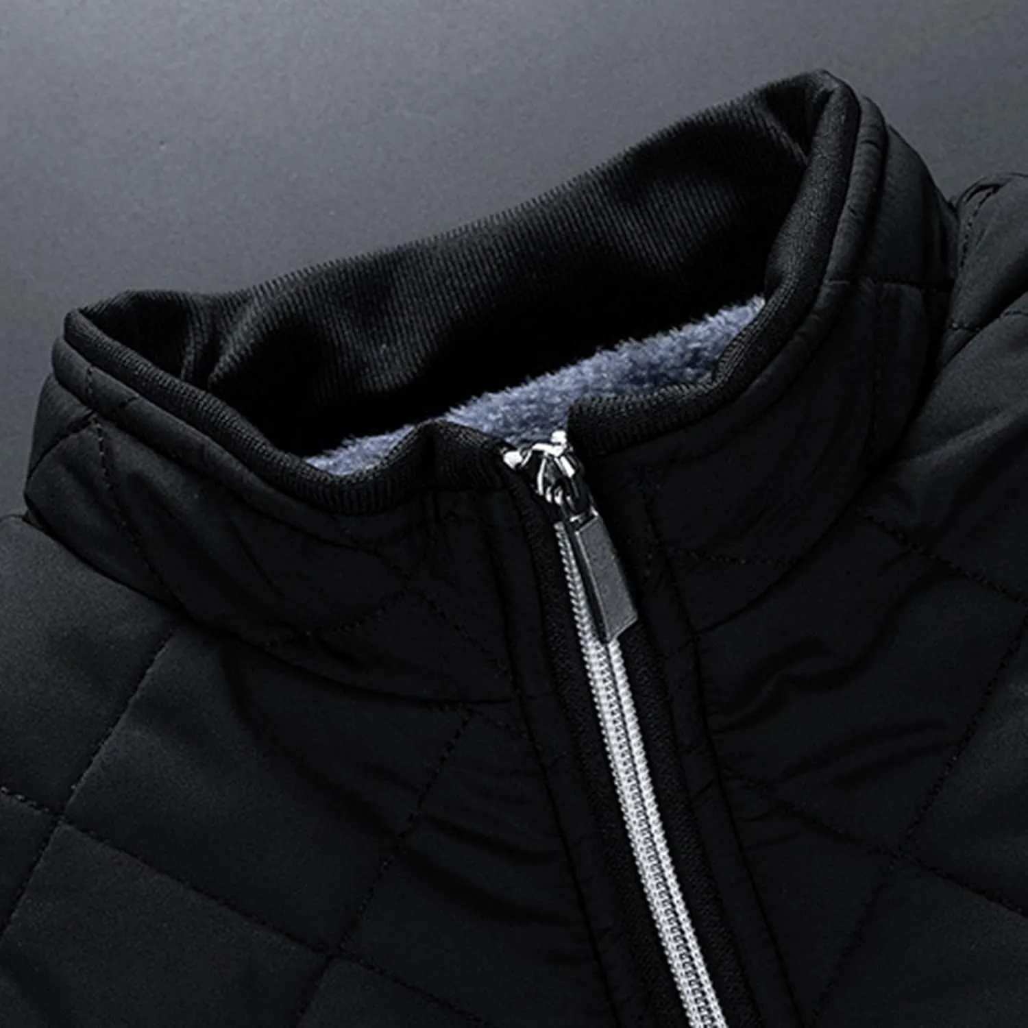 Men's Padded Bomber Jacket Winter Sherpa Lined Warm Padded Coat Casual Windproof Warm Quilted Outwear