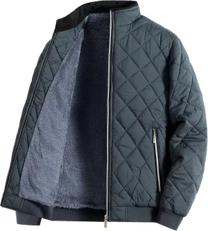 Men's Padded Bomber Jacket Winter Sherpa Lined Warm Padded Coat Casual Windproof Warm Quilted Outwear