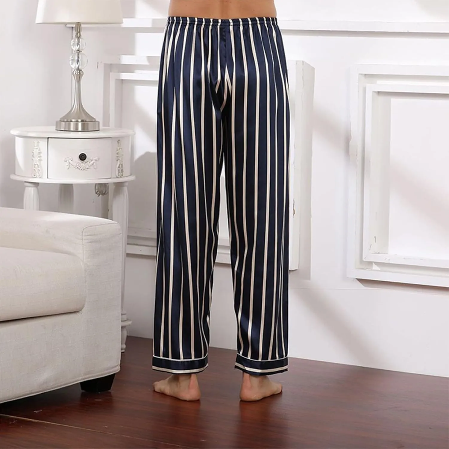 Mens Pajama Pants, Soft Cotton Sleep Lounge Pants Solid Comfort Soft Sleep Pant with Pockets and Drawstring