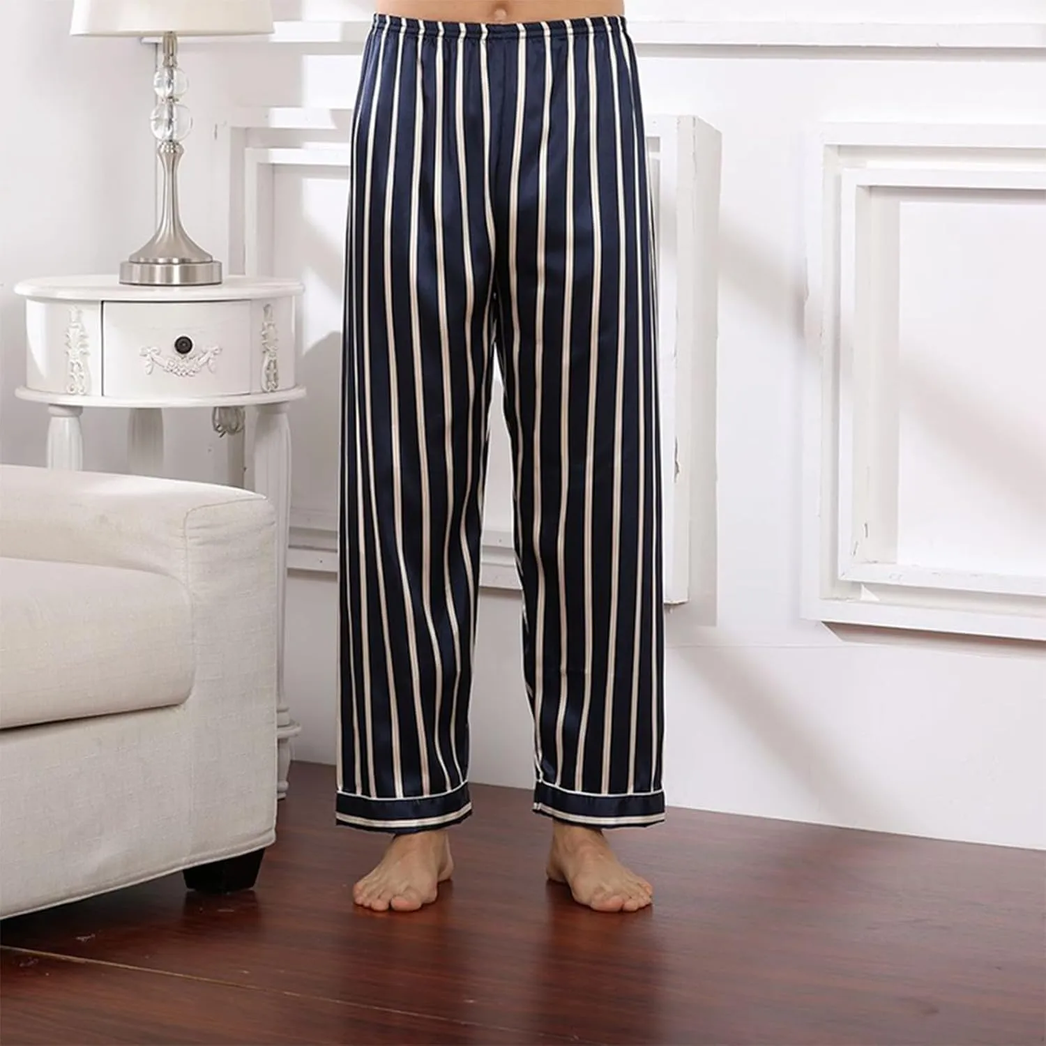 Mens Pajama Pants, Soft Cotton Sleep Lounge Pants Solid Comfort Soft Sleep Pant with Pockets and Drawstring