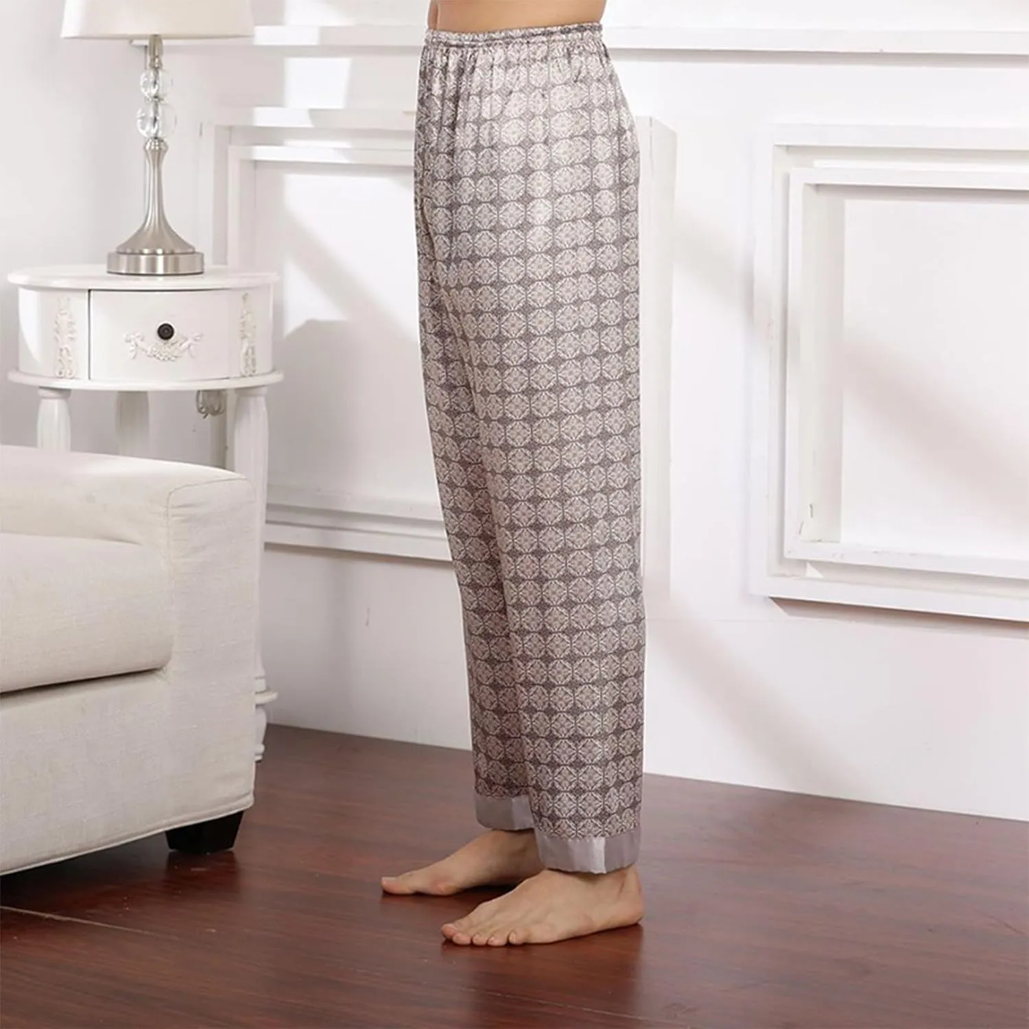 Mens Pajama Pants, Soft Cotton Sleep Lounge Pants Solid Comfort Soft Sleep Pant with Pockets and Drawstring