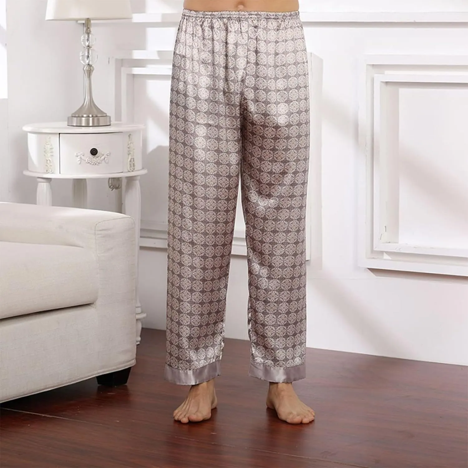 Mens Pajama Pants, Soft Cotton Sleep Lounge Pants Solid Comfort Soft Sleep Pant with Pockets and Drawstring
