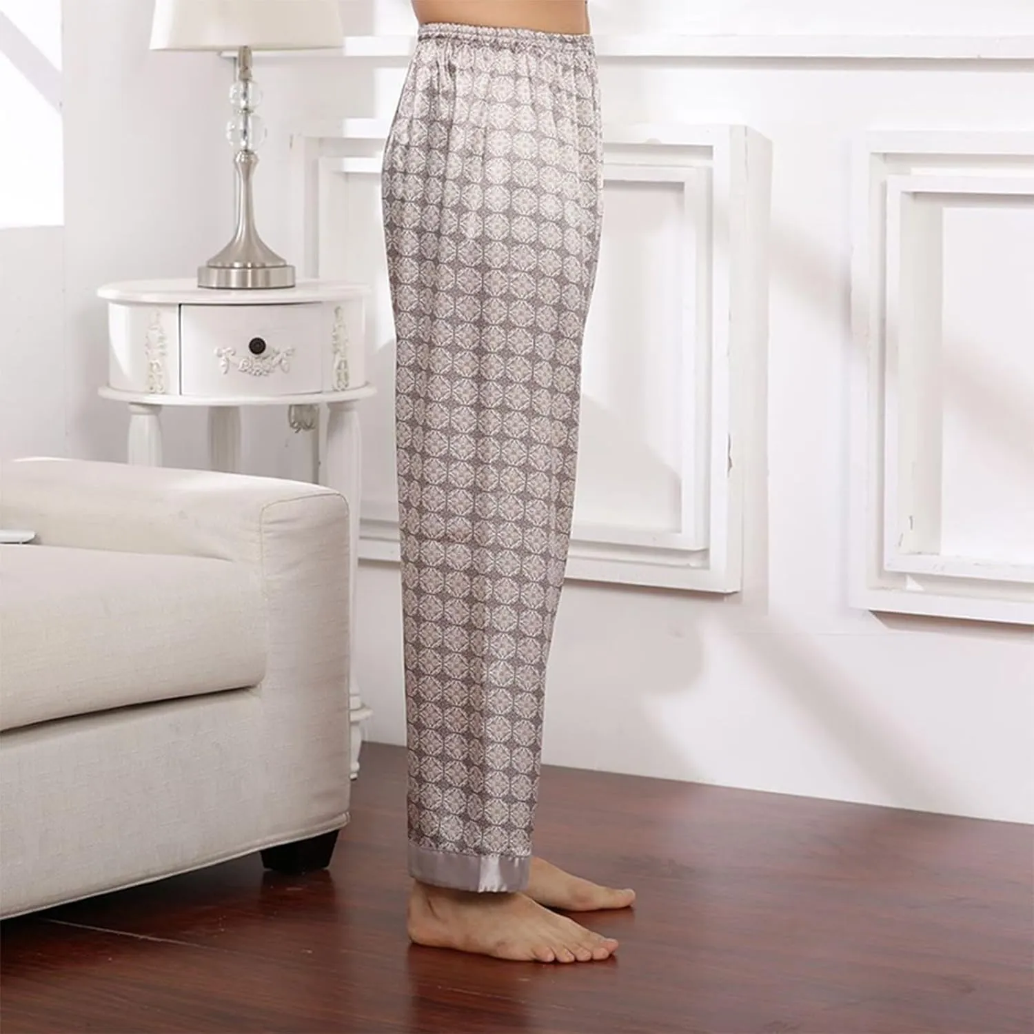 Mens Pajama Pants, Soft Cotton Sleep Lounge Pants Solid Comfort Soft Sleep Pant with Pockets and Drawstring