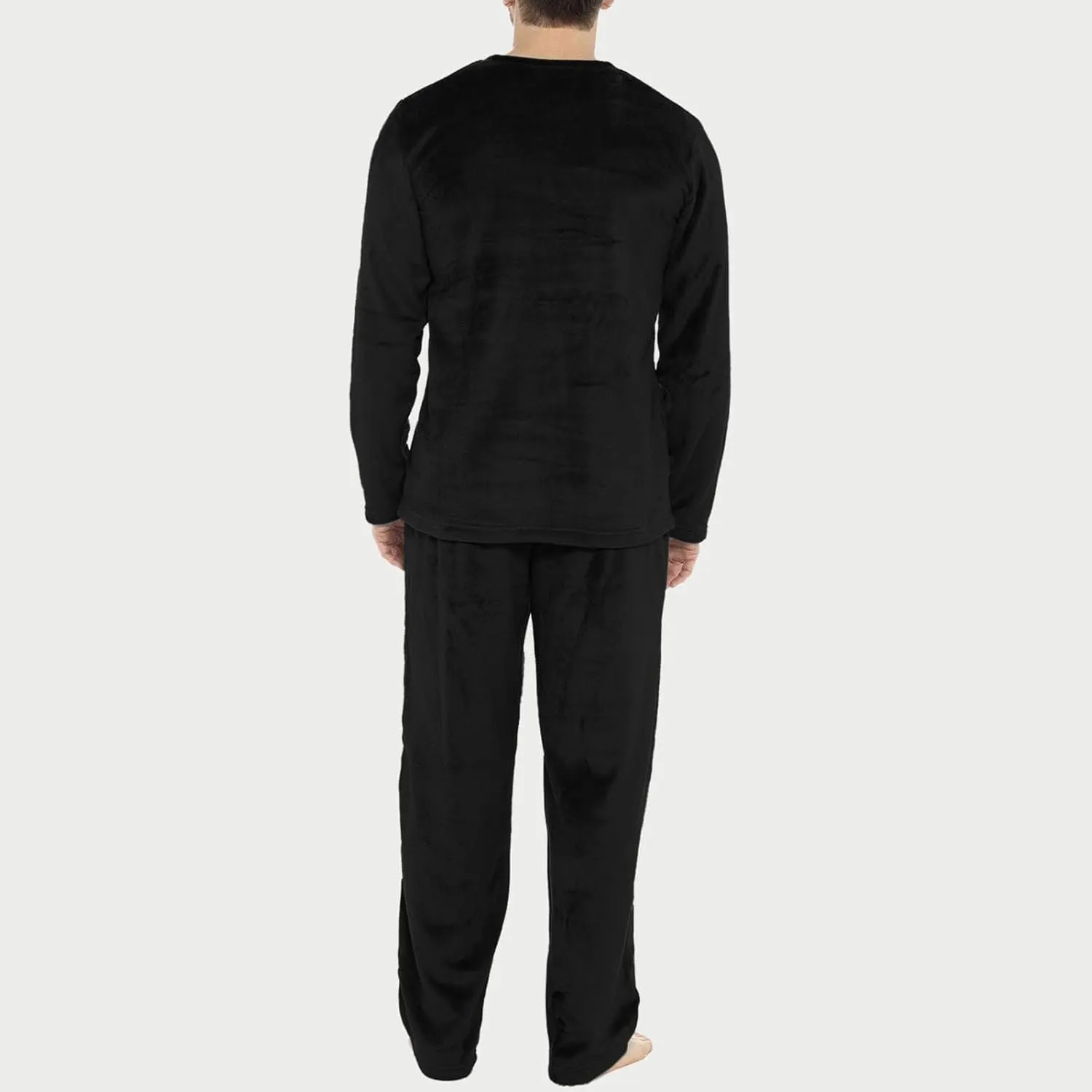 Mens Pajamas Set Velvet Fleece 2 Piece Pajamas Long Sleeve Pullover Tops Lounge Pants Sleepwear Casual Pjs Loungewear