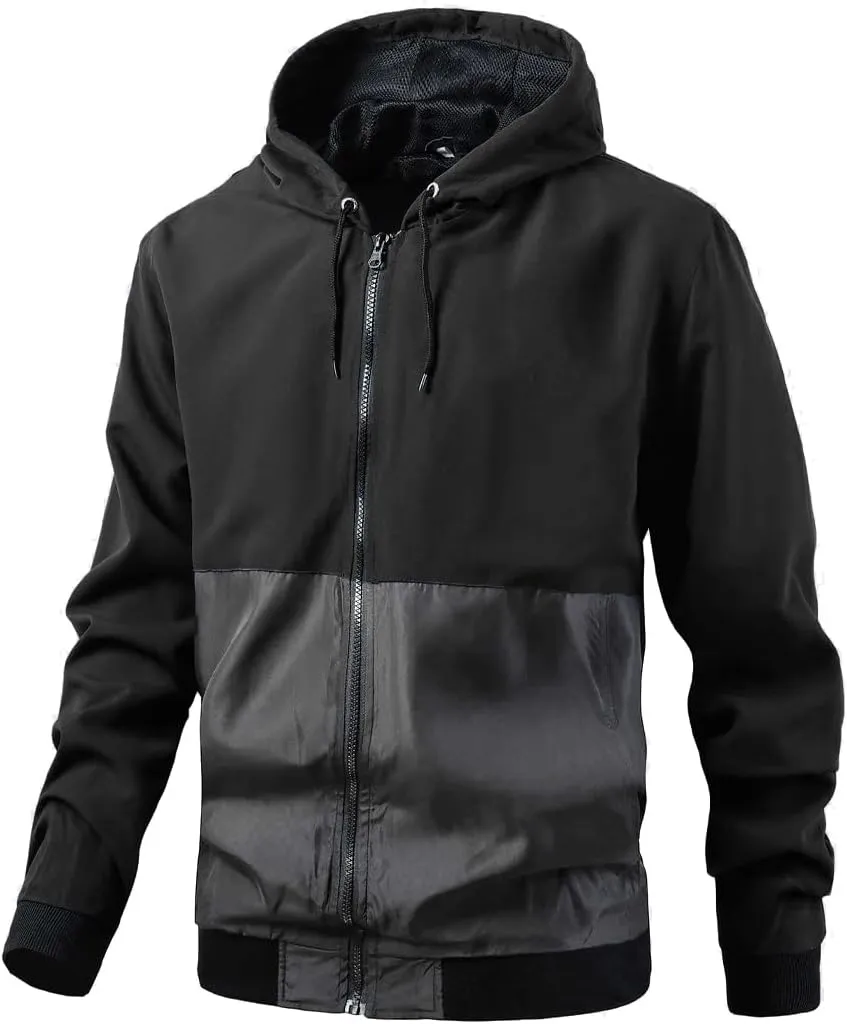 Men's Raincoat Lightweight Waterproof Hooded Rain Jacket with Hood for Hiking Fishing Activewear