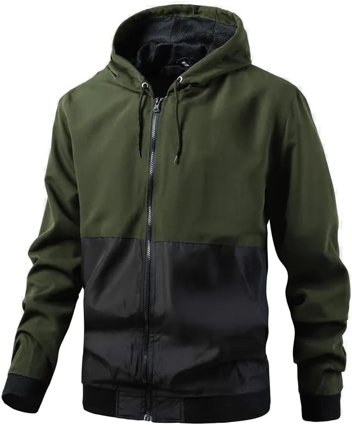 Men's Raincoat Lightweight Waterproof Hooded Rain Jacket with Hood for Hiking Fishing Activewear